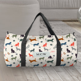 Bolso De Deporte Grande Gatos Patrón Moderno Elegante Monogramas Iniciales