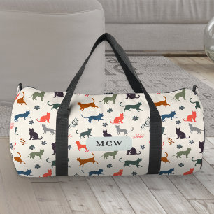 Bolso De Deporte Grande Gatos Patrón Moderno Elegante Monogramas Iniciales