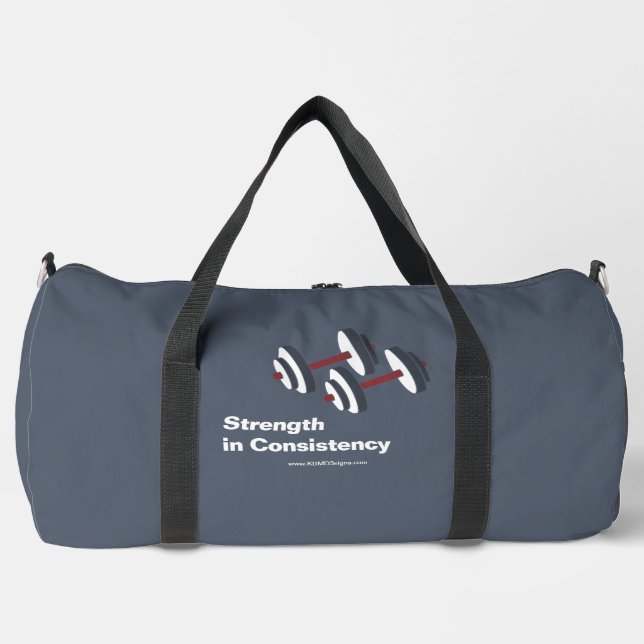 Bolso De Deporte Grande Gimnasio Promocional Fuerza Motto en Gris de consi (Anverso)