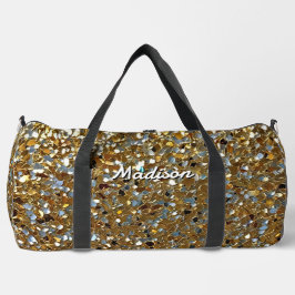 Bolso De Deporte Grande Gold Elegant Simulated Shimmering Particles Effect