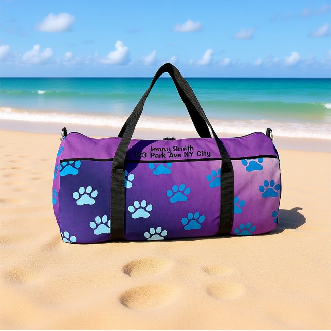 Bolso De Deporte Grande Gradient Paw Print Stylish Monogram Personalize (Subido por el creador)