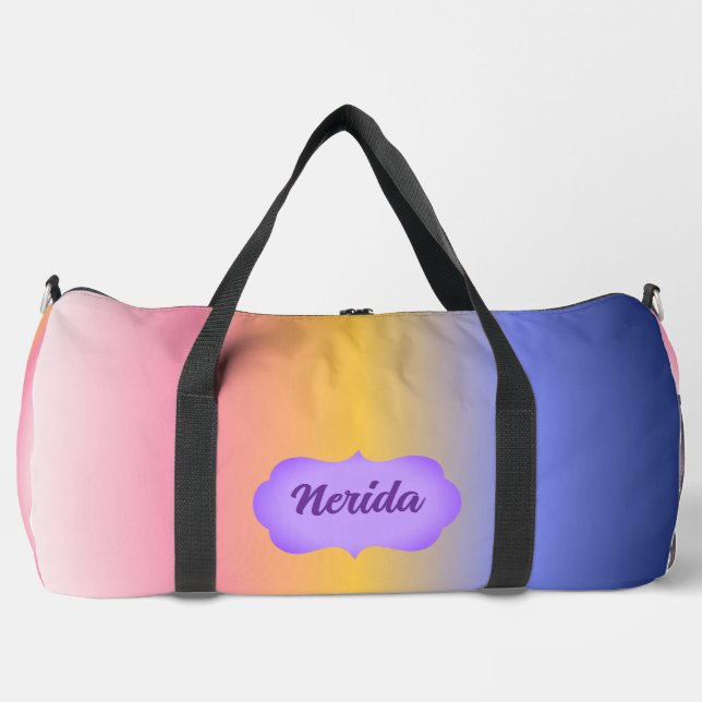 Bolso De Deporte Grande Gradiente Azul Amarillo Rosa (Anverso)