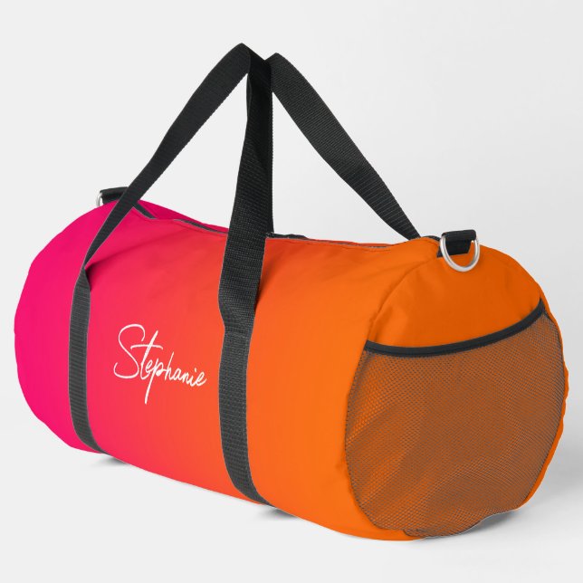 Bolso De Deporte Grande Gradiente rosa y Naranja brillante (Esquina derecha)