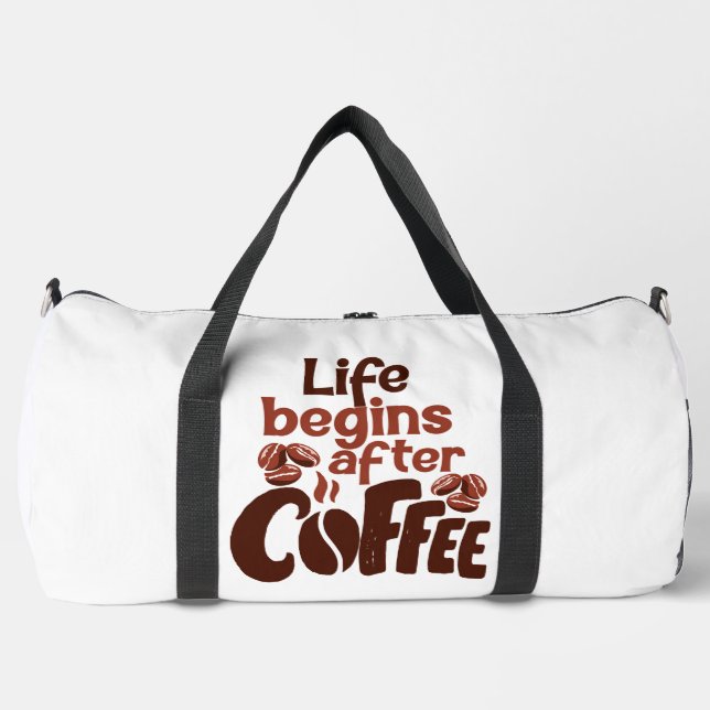 Bolso De Deporte Grande Gráfico de la vida comienza después del café (Anverso)