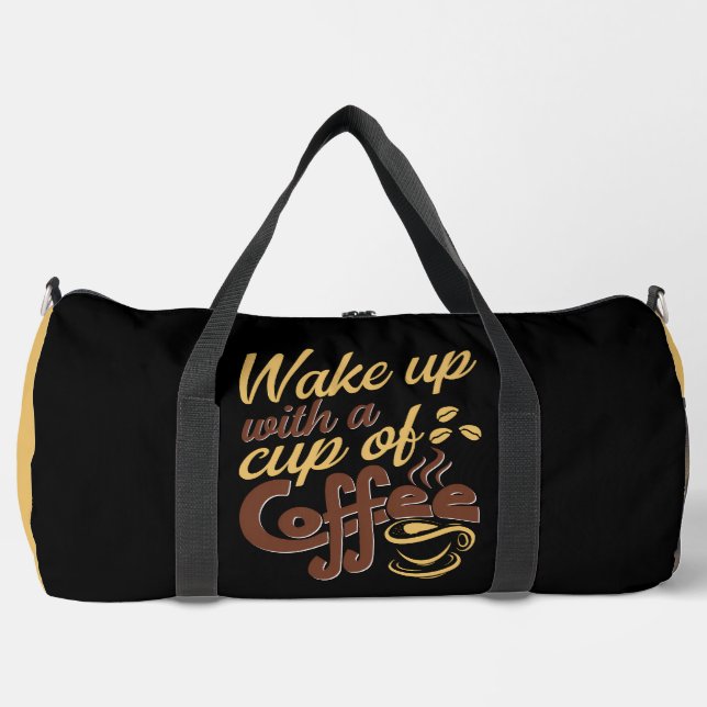 Bolso De Deporte Grande Gráficos de Despertar con Café  (Anverso)