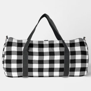Bolso De Deporte Grande Granja Rústica Cuadros Negros y Blancos