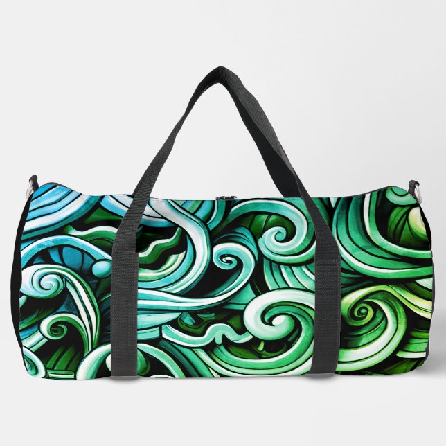 Bolso De Deporte Grande Green Energy Swirls (Anverso)