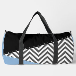 Bolso De Deporte Grande Gris Zigzag, Gris Chevron, Zigzag Pattern, Azul