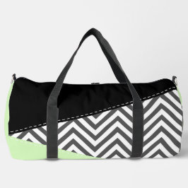 Bolso De Deporte Grande Gris Zigzag, Gris Chevron, Zigzag Pattern, Mint