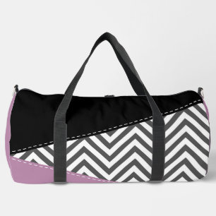 Bolso De Deporte Grande Gris Zigzag, Gris Chevron, Zigzag Pattern, Púrpura