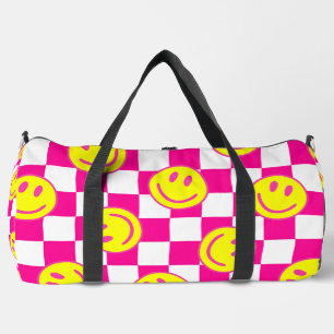 Bolso De Deporte Grande groovía rosa de la comprobación de la cara de colo