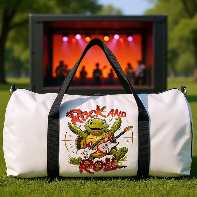 Bolso De Deporte Grande Groovy Turtle Rocking Out Rock And Roll (Subido por el creador)