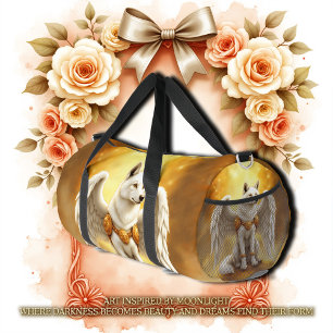 Bolso De Deporte Grande Guardián del Amanecer – El Lobo Alado Blanco. 
