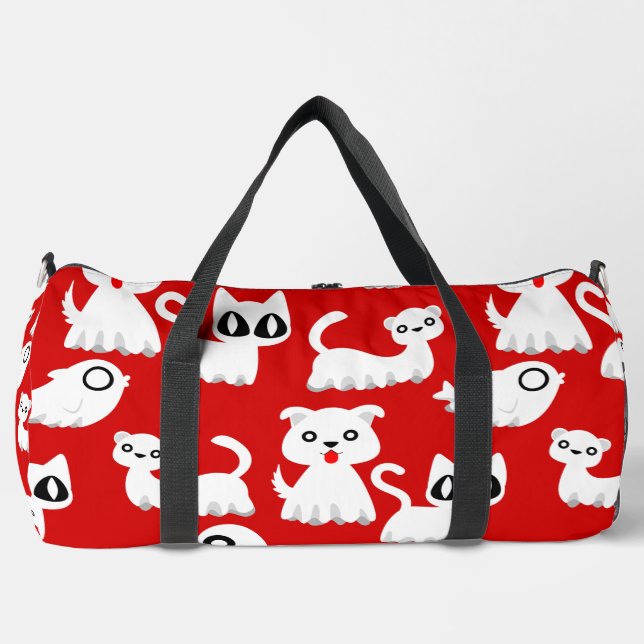 Bolso De Deporte Grande halloween perro de hurón fantasma rojo (Anverso)