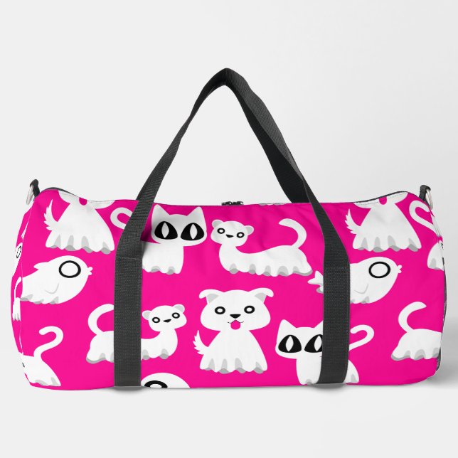 Bolso De Deporte Grande halloween perro hurón fantasma rosado (Anverso)