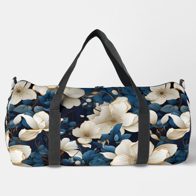 Bolso De Deporte Grande Hermosas flores blancas (Anverso)