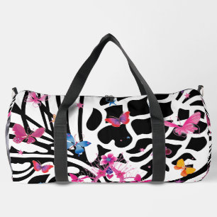Bolso De Deporte Grande Hermosas mariposas blancas y negras elegantes