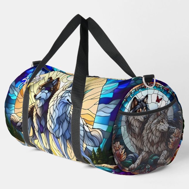 Bolso De Deporte Grande Hermoso Wolf Pair (Esquina derecha)