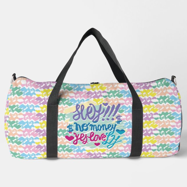 BOLSO DE DEPORTE GRANDE HEY!!! NO MONEY YES LOVE(LOVELY) BY MASANSER (Anverso)