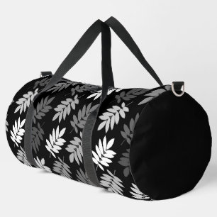 Bolso De Deporte Grande Hoja de Anciano Patrón Grande Negro Blanco Gris