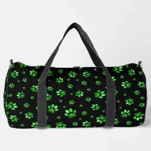 Bolso De Deporte Grande Huella de patas brillo verde purpurina,