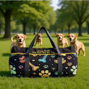 Bolso De Deporte Grande Huesos de Mascotas Coloridos Huella de Pata Monogr