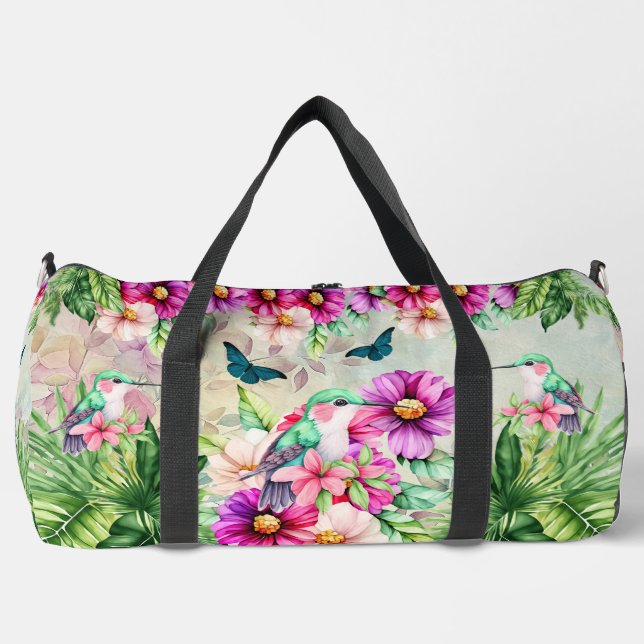 Bolso De Deporte Grande Hummingbirds tropical vibrante (Anverso)