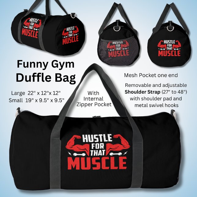 Bolso De Deporte Grande Hustle por ese músculo en negro (Subido por el creador)