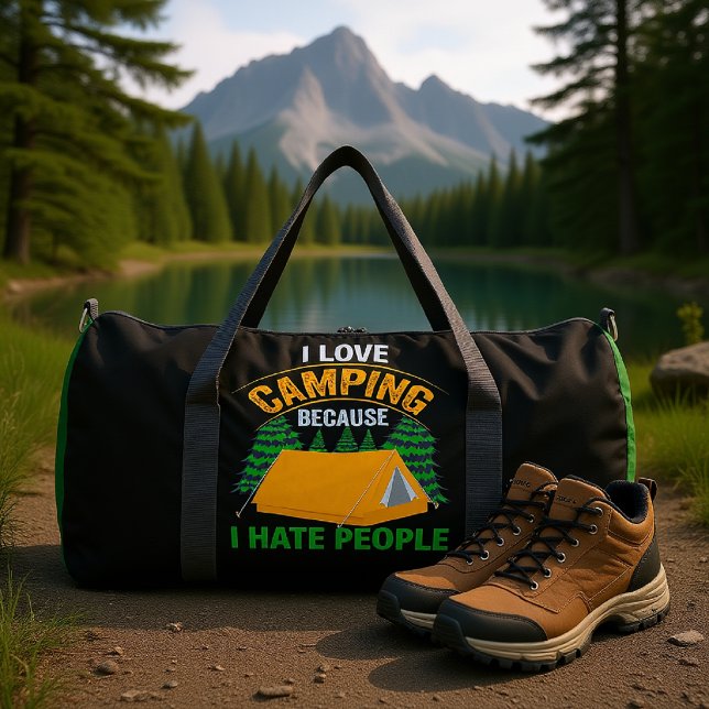 Bolso De Deporte Grande I Love Camping Because I Hate People (Subido por el creador)