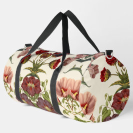 Bolso De Deporte Grande Ilustración botánica vintage con flores rojas 