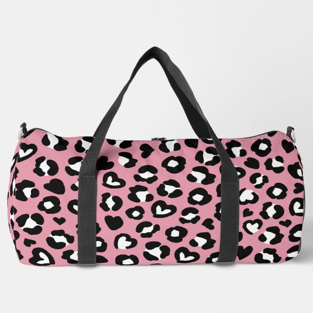 Bolso De Deporte Grande Impresión animal, leopardo rosado, puntos de chita (Anverso)