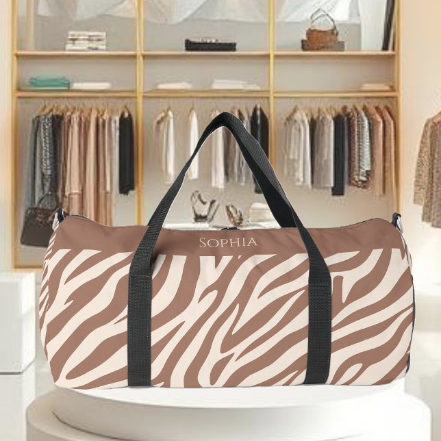 Bolso De Deporte Grande Impresión cebra-mousse Mocha (Zebra Print-Mocha Mousse Duffle Bag)