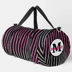 Bolso De Deporte Grande Impresión cebra Purpurina rosa Monograma grande