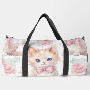 Bolso De Deporte Grande Impresión de animales dulces, rosados y blancos
