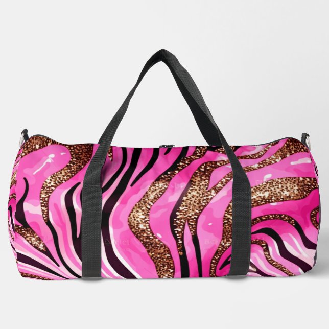 Bolso De Deporte Grande Impresión De Chitas Rosa Y Oro (Anverso)