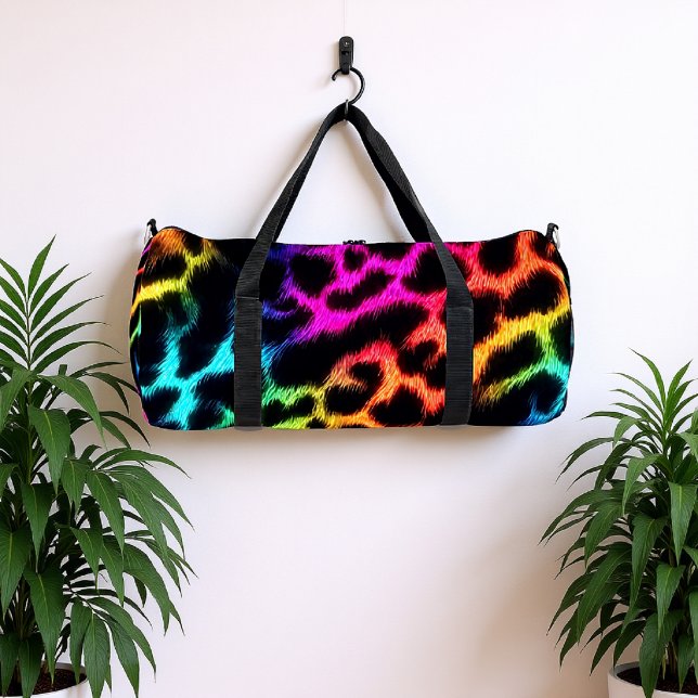 Bolso De Deporte Grande Impresión de leopardo con brillo de arcoíris (Subido por el creador)