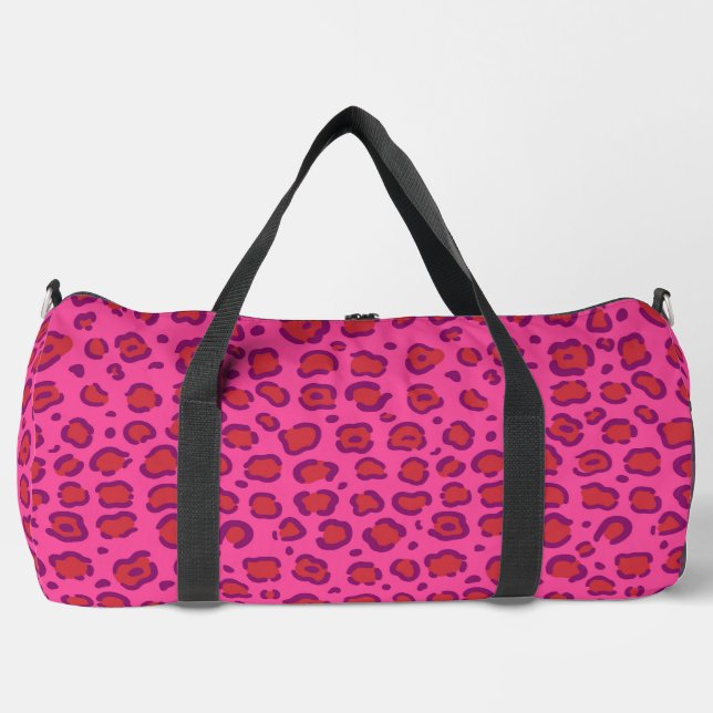 Bolso De Deporte Grande Impresión de leopardo rosa (Anverso)