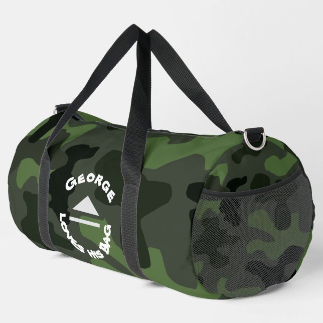 Bolso De Deporte Grande Impresión del camuflaje verde oscuro gris n.º 14 (Esquina derecha)