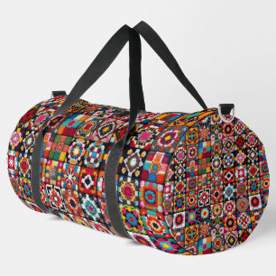 Bolso De Deporte Grande Impresión en blanco de patrón de crochet de cuadra