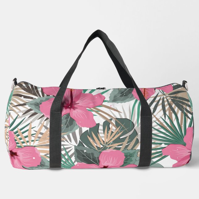 Bolso De Deporte Grande Impresión tropical rosa Hibiscus grande (Anverso)