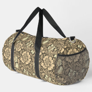 Bolso De Deporte Grande Impresionante patrón floral sepia vintage