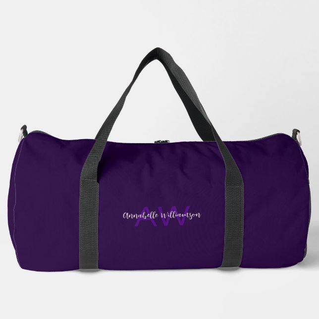Bolso De Deporte Grande Iniciales de tipo de guión elegante y Violeta prof (Anverso)