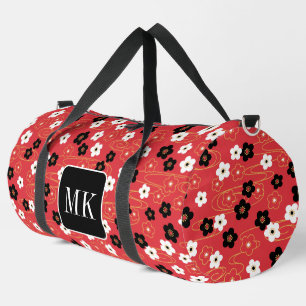 Bolso De Deporte Grande Iniciales monográficas del sakura rojo japonés