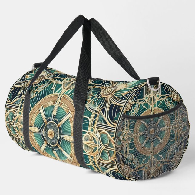BOLSO DE DEPORTE GRANDE INTRICAR PATRONES VERDES Y ORÍGENES DE ARTE DECO (Esquina derecha)