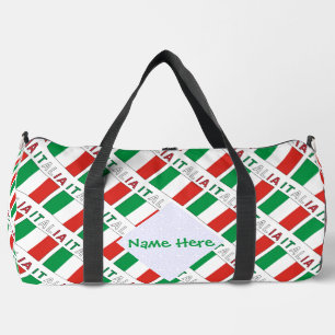 Bolso De Deporte Grande Italia Bandera Italiana Baldosa Verde Personalizad