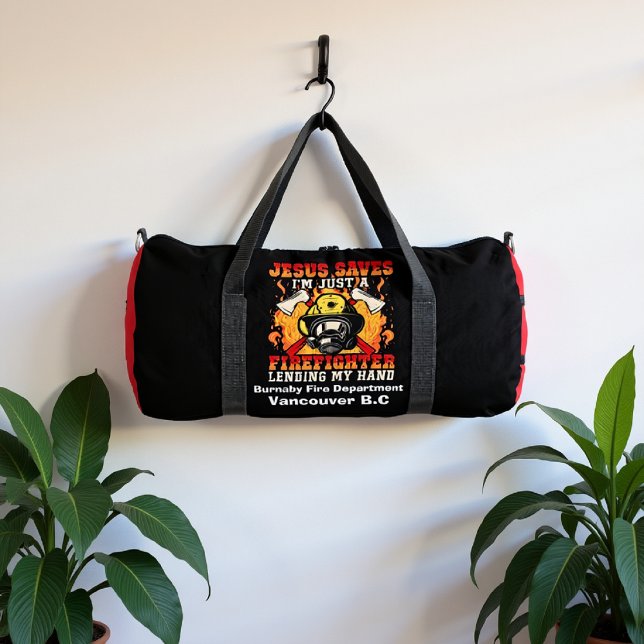 Bolso De Deporte Grande Jesus Saves Firefighter Lending Hand (Subido por el creador)
