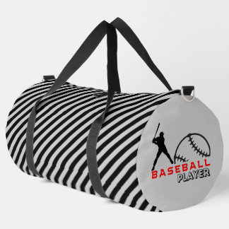 Bolso De Deporte Grande Jugador de béisbol a rayas blancas y negras