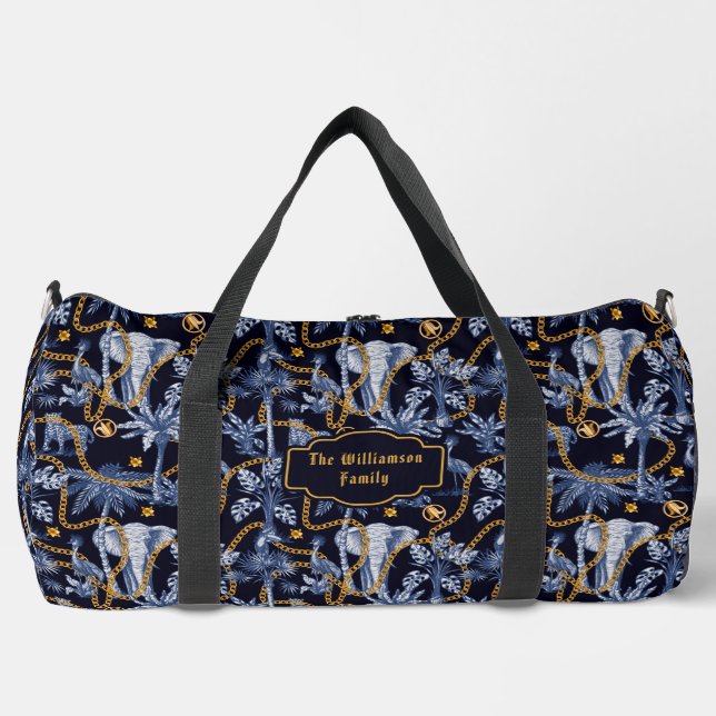 Bolso De Deporte Grande Jungla Tropical Animals Gold Chains Viajes de lujo (Anverso)