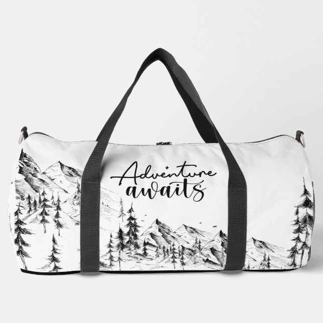 Bolso De Deporte Grande La aventura de sketch de montañas personalizada es (Anverso)