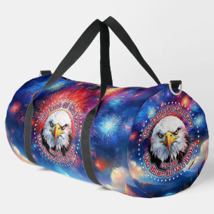 Bolso De Deporte Grande La Tierra De Los Libres Hogar Águila Marrón Fuegos